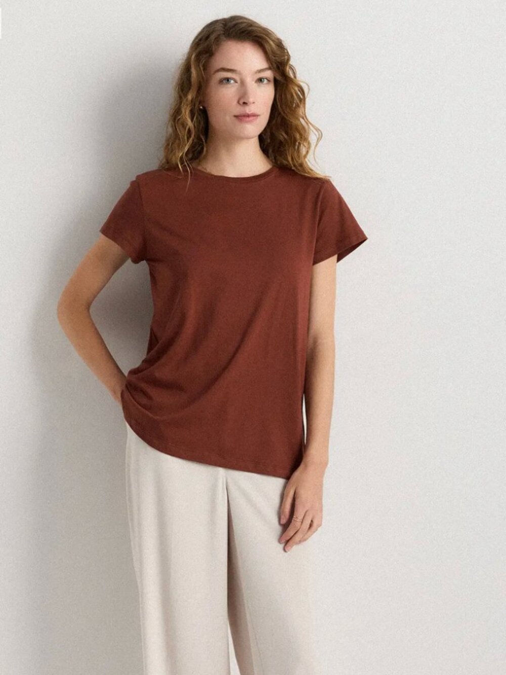 Banana Republic Cozy Slub Tee Rust Short Sleeve Top Women's Large
